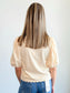 Lydia Puff Sleeve Bow Tie Closure Top | Ecru