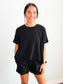 Lois Cotton Slub Short Set | Black
