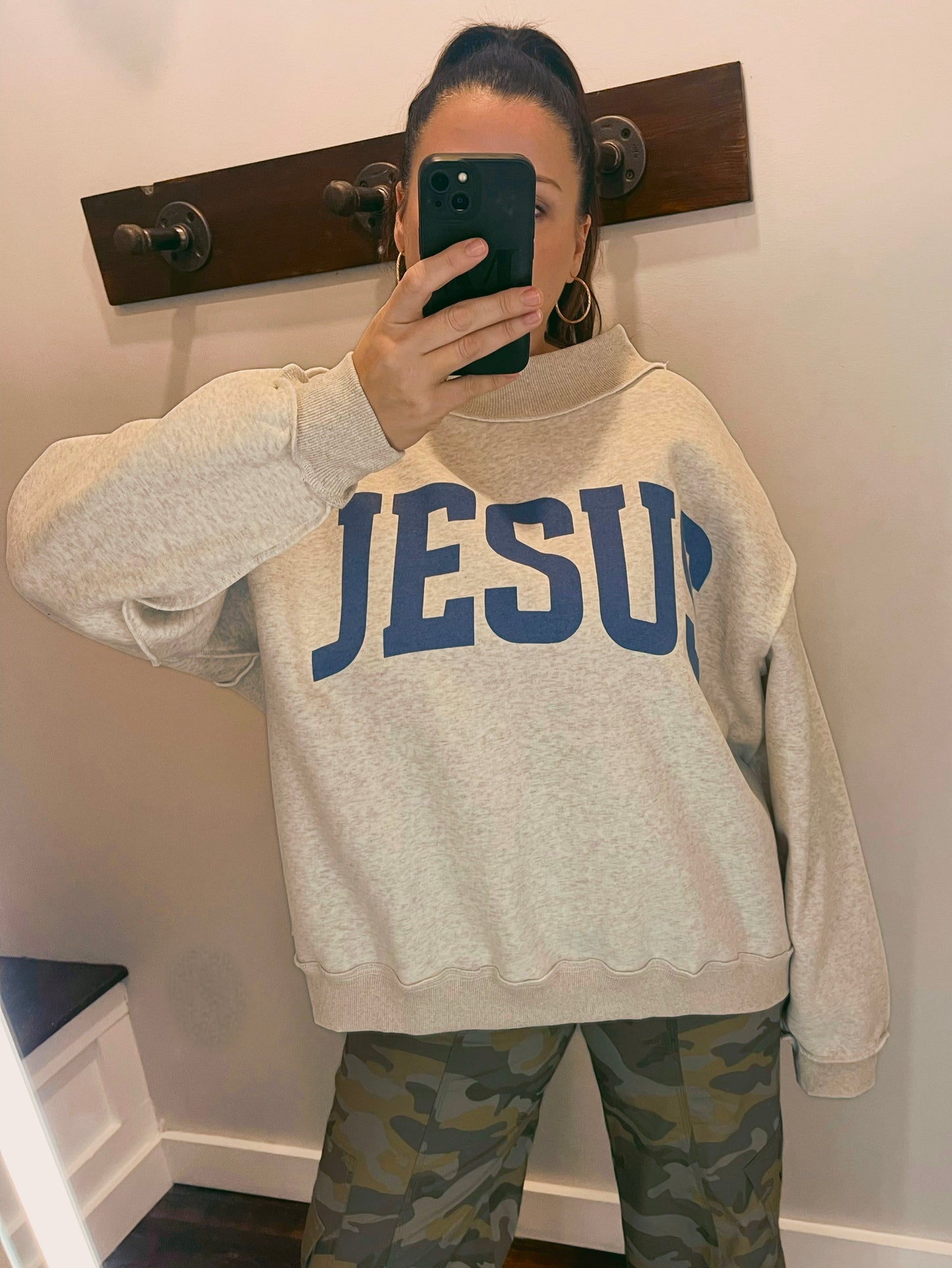 Jesus/God is Good Mock Neck Sweatshirt