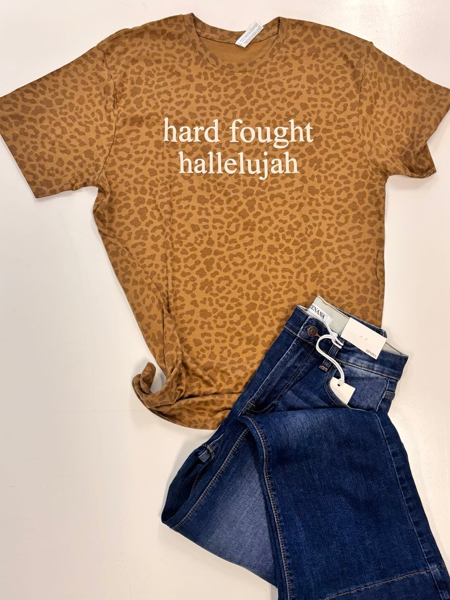 Hard Fought Hallelujah Leopard Tee