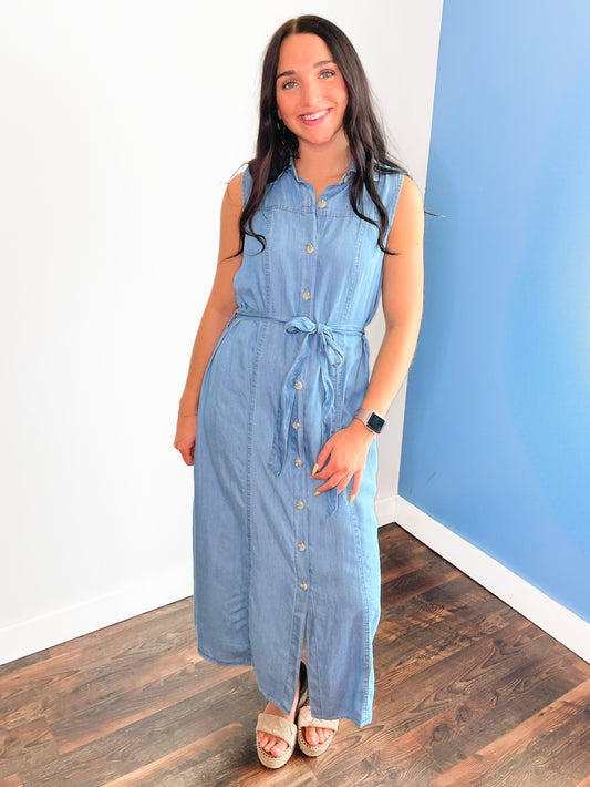 Sloane Button Down Chambray Dress