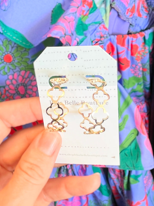 Bella Hollow Clover Hoop Earrings