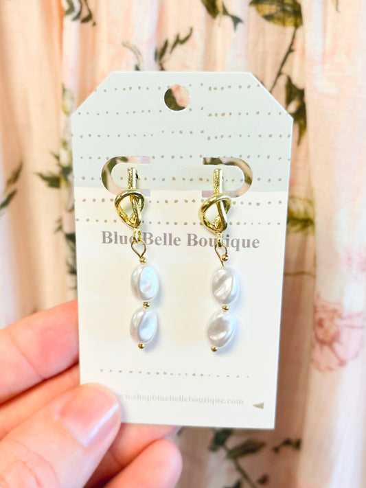 Nolan Double Pearl Dangle Earrings