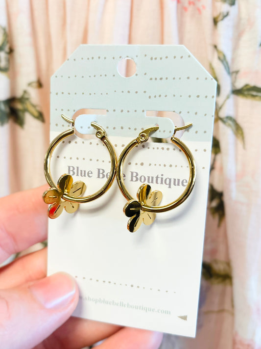 Nina Flower Charm Hoop Earrings