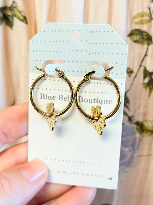 Nina Flower Charm Hoop Earrings