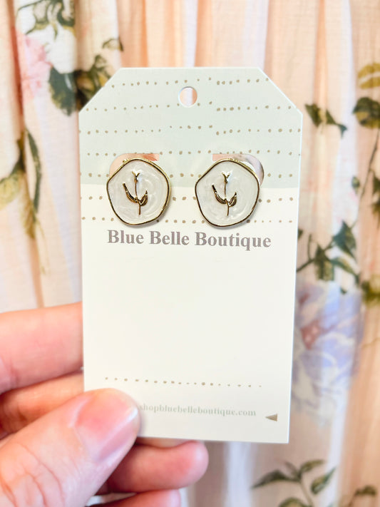 Layne Flower Inlaid Stud Earrings