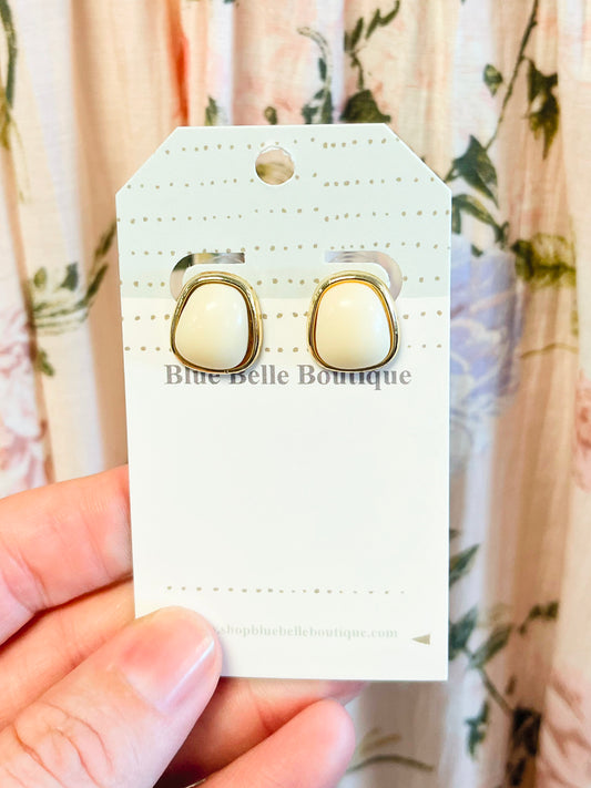 Sonnet Enamel Stud Earrings w/ Gold Trim