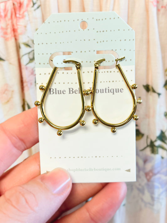 Ceceilia Ball Trim Hoop Earrings