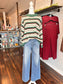 Virdie Oversized Striped Sweatshirt | Green/Brown/Cream