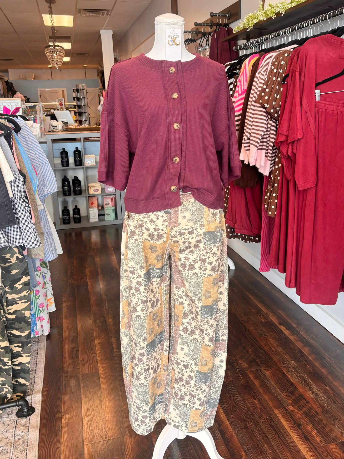 Vintage Tapestry Patchwork Print Barrel Leg Pants