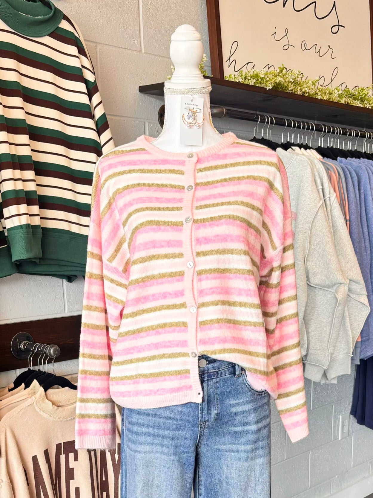 Carla Striped Cardigan | Pink Multi