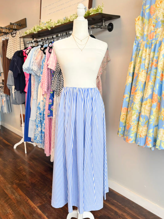 Blakely Striped Strapless Midi Dress