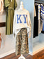 KY Embroidered Mock Neck Sweatshirt | Blue Polka Dot