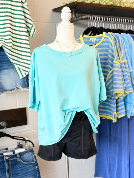 Jack Acid Washed Tee | Mint Sky