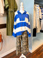 Andi Varsity Striped Zip Pullover | Royal/White