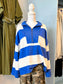 Andi Varsity Striped Zip Pullover | Royal/White