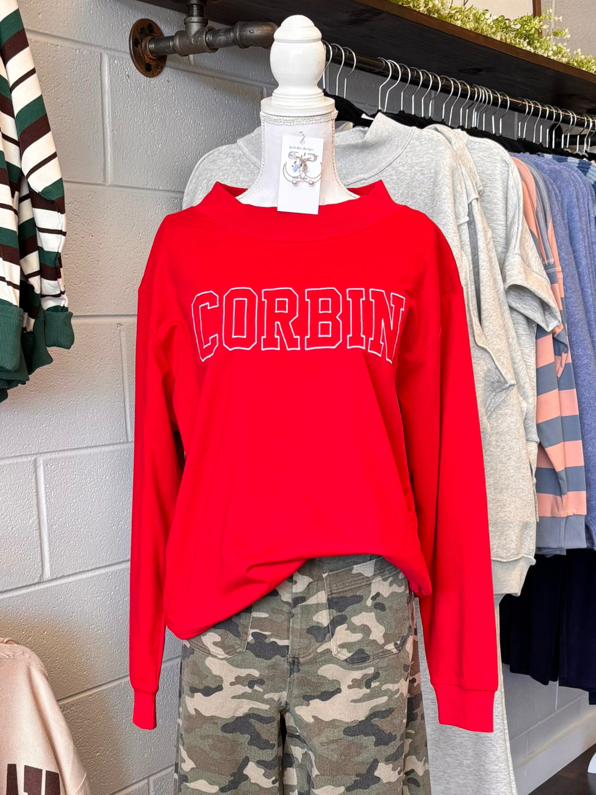 Corbin Embroidered Mock Neck Sweatshirt