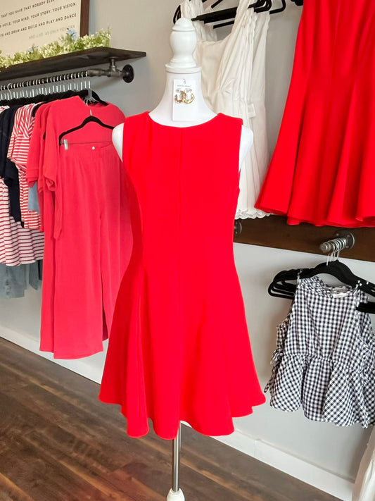Maxwell Sleeveless A-Line Dress | Red