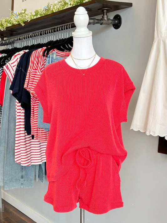 Bailey Ribbed Short Set | Ruby