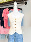 Ava Gold Button Knit Vest | Ivory