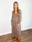 Moxie Smocked Floral Dress | Mocha Mousse