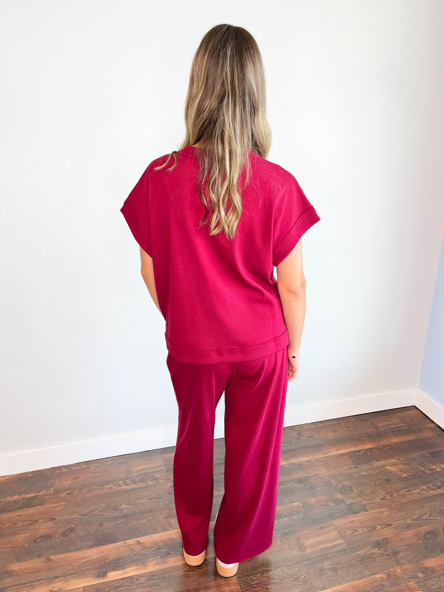 Hannah Ribbed Knit Set | Cabernet