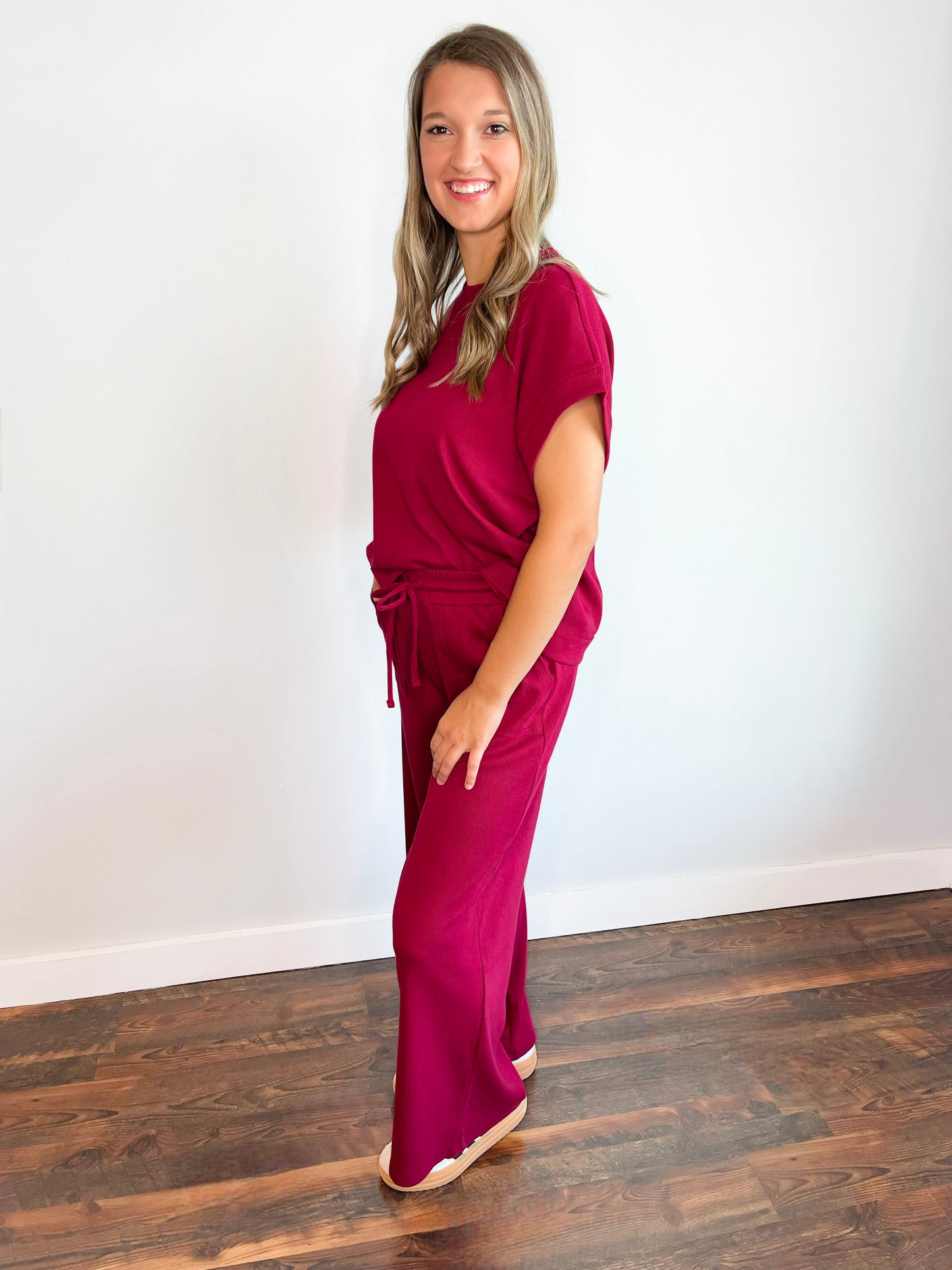 Hannah Ribbed Knit Set | Cabernet