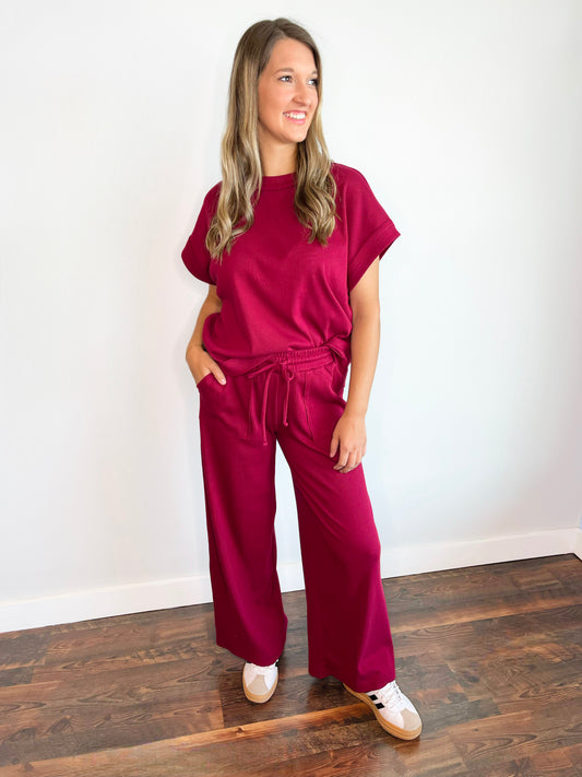 Hannah Ribbed Knit Set | Cabernet