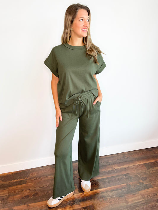 Hannah Ribbed Knit Set | Olive