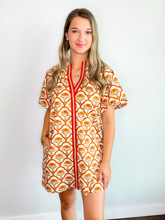 Macy Botanical Puff Sleeve Dress