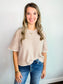 Andrea Contrast Trim Short Sleeve Sweater