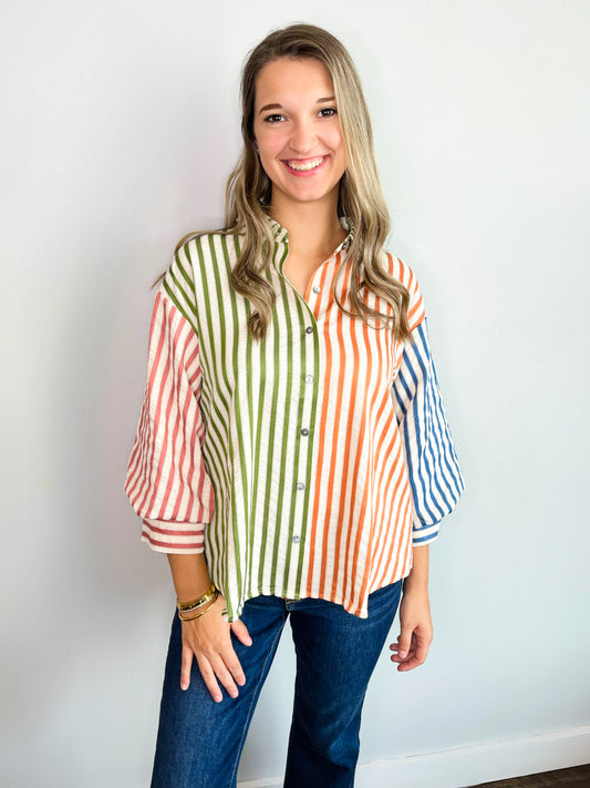 Frida Colorblock Striped Top