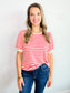 Catherine Striped Puff Sleeve Top | Red