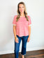 Catherine Striped Puff Sleeve Top | Red