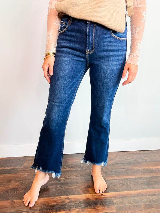 Kimaura Cropped Straight Risen Jeans | Dark