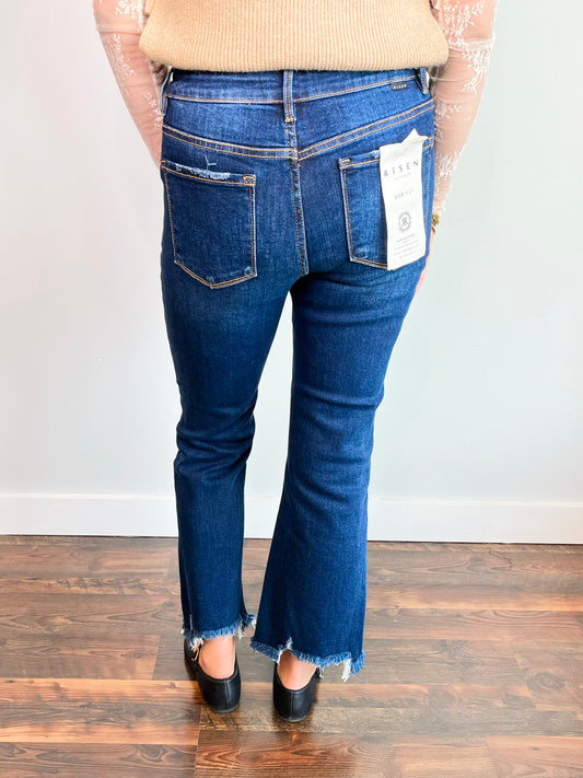 Kimaura Cropped Straight Risen Jeans | Dark