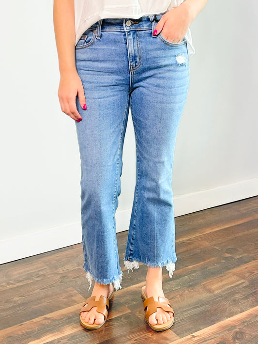 Kaileigh Cropped Kick Flare Zenana Jeans | Medium