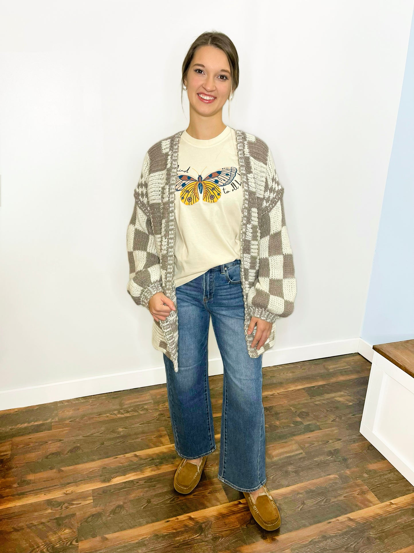 Harper Checkered Cardigan | Mocha