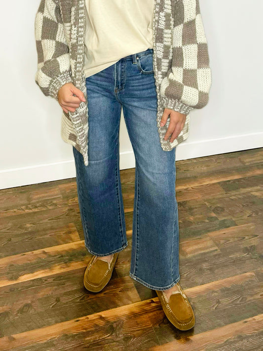 Jamie Adjustable Waist Barrel Leg Risen Jeans