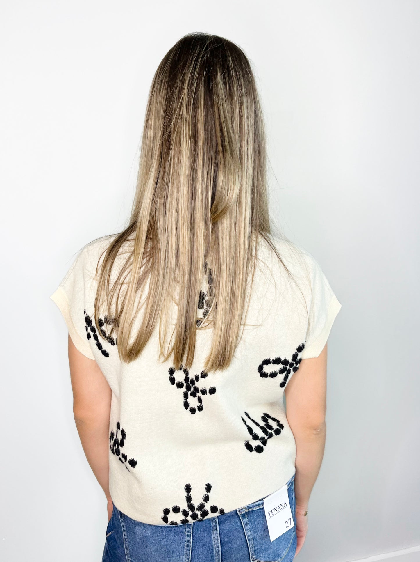 Lori Bow Print Sweater Top