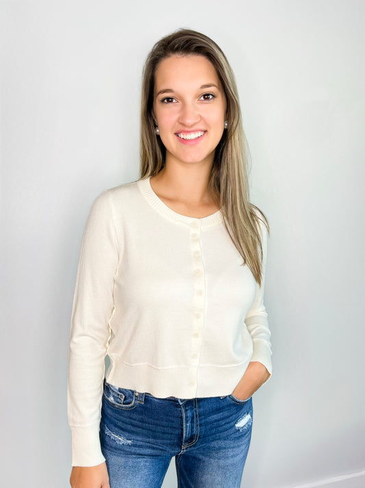 Lily Ribbed Knit Cardigan | Oat