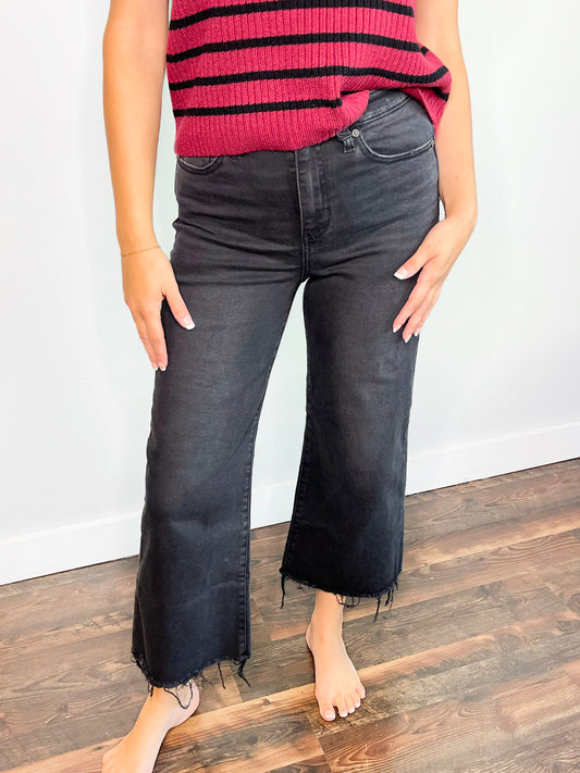 Joanie Washed Cropped Zenana Jeans | Black