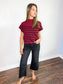 Paige Striped Mock Neck Sweater Top | Burgundy