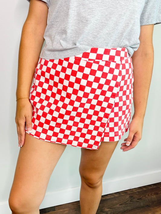 Betty Checkered Skort | Red