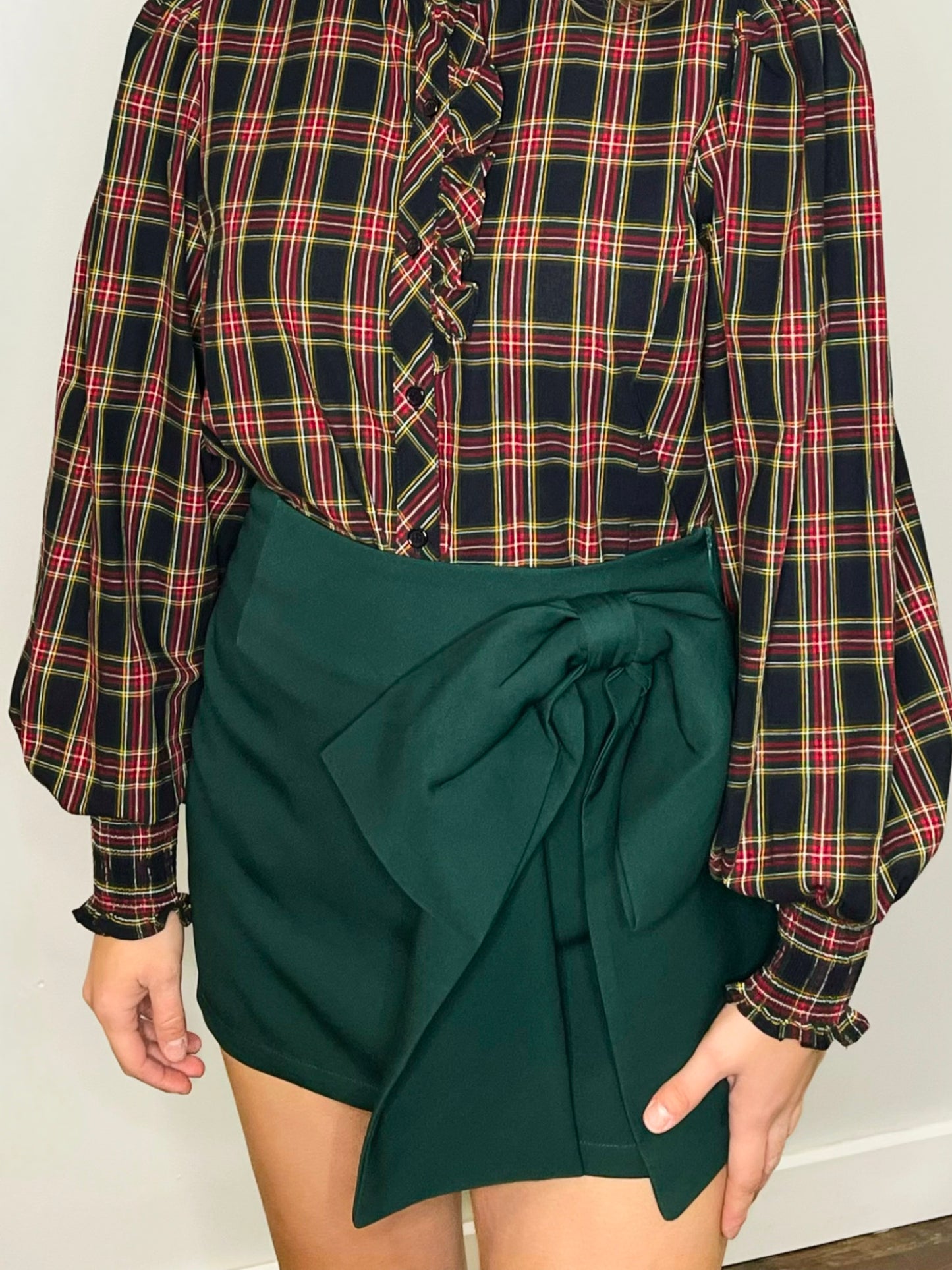 Iris Bow Detail Skirt | Hunter Green