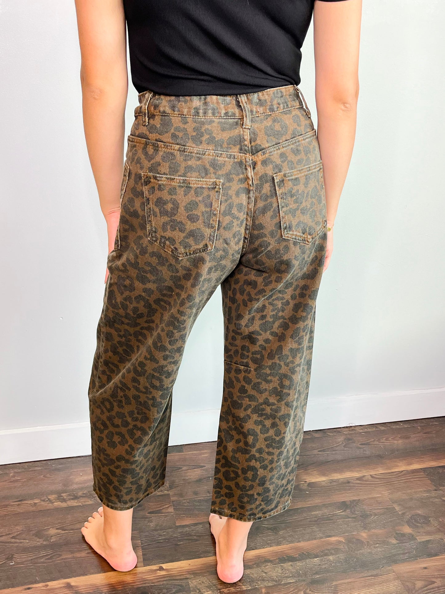 Jane Baggy Drawstring Waist Jeans | Leopard
