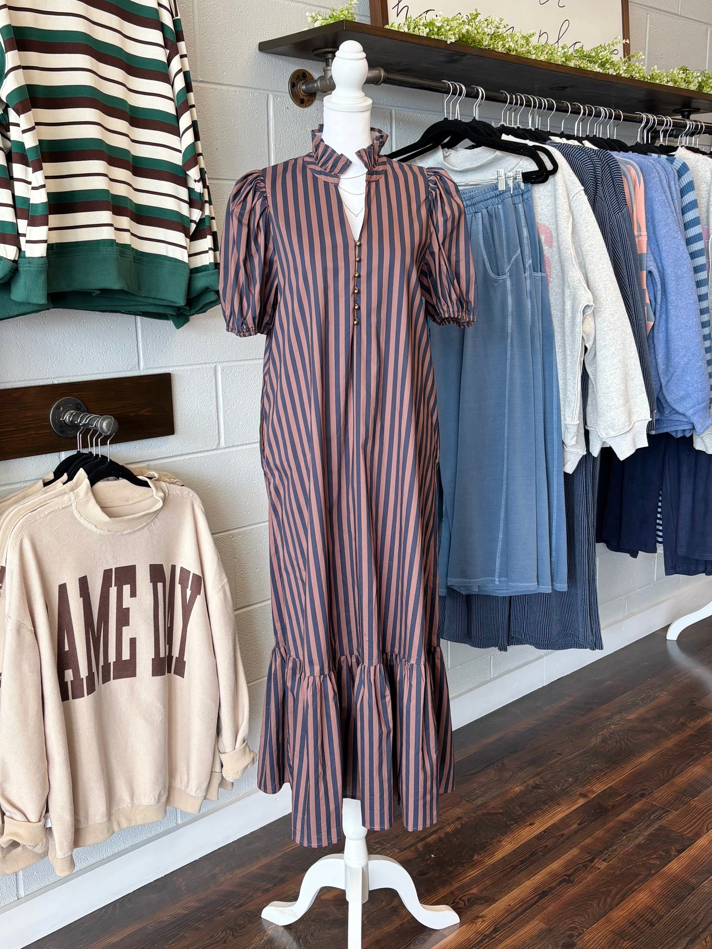 Drucie Striped Midi Dress