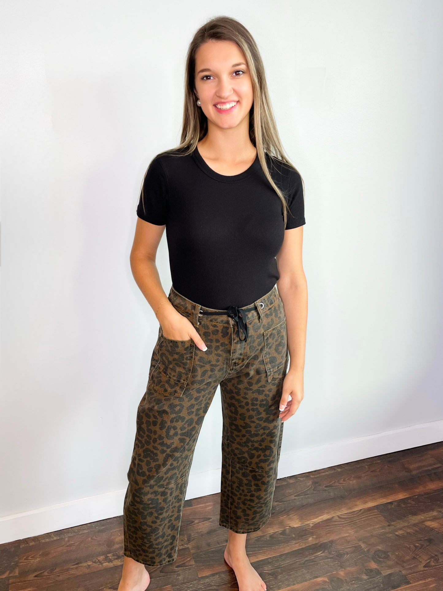 Jane Baggy Drawstring Waist Jeans | Leopard