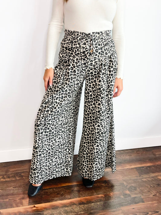 Misha Wide Leg Leopard Jeans