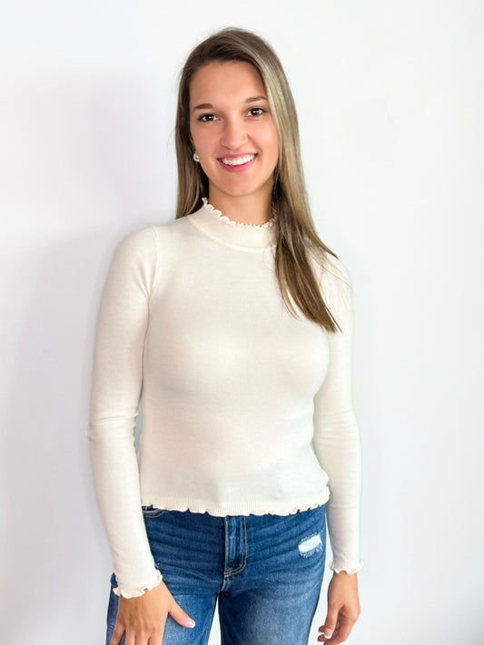 Birdie Lettuce Trim Top | Cream